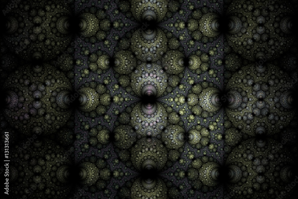 Poster abstract dark spherical fractal computer generated image
