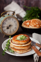 Fluffy Wholemeal Pancakes with Herbed Butter