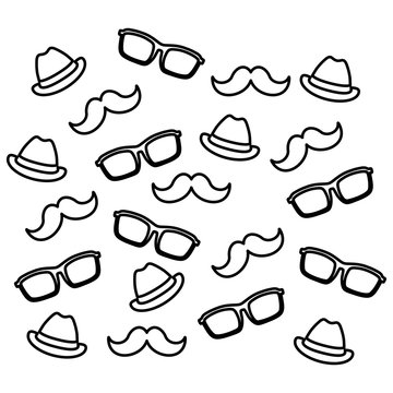 Mustaches glasses and hats icon vector illustration graphic design