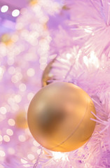 Golden ball decoration on the christmas tree