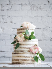 Wedding cake with flowers