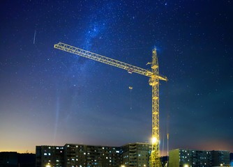 Building. Crane. House.