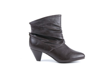 Woman brown leather on white background, isolated product, top view