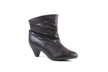 Woman brown leather on white background, isolated product, top view