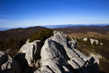 View from Mali Rajinac, highest peak of Norther Velebit, mountain in Croatia