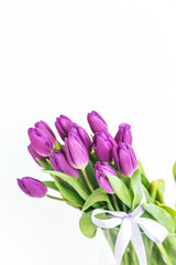 Naklejka na ściany i meble Bouquet of Beautiful flowers tulips for catalog on white background