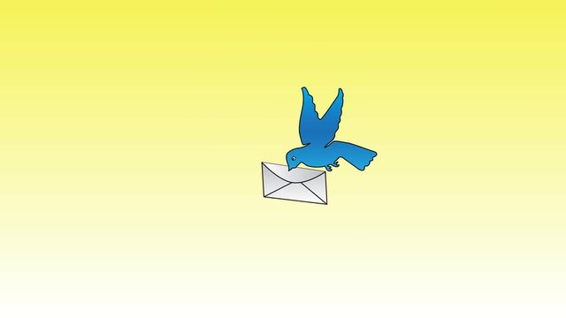 Blue dove with letter