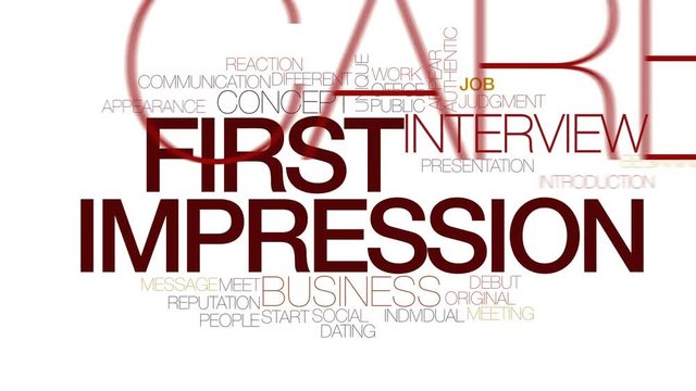 First impression animated word cloud. Kinetic typography.