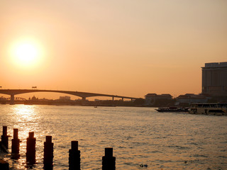 Sunset at Chao Phraya river, Bangkok, Thailand