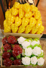 Mango and flower shaped soaps
