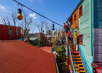 Argentina, Buenos Aires Province, City of Buenos Aires, View of the colourful La Boca Neighbourhood.