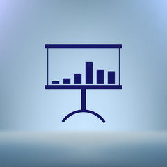 Flat paper cut style icon of a presentation stand