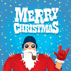 Fototapeta premium vector biker santa claus with smoking pipe.