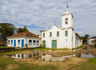 Fototapeta na wymiar Brazil, State of Rio de Janeiro, Paraty, View of the Nossa Senhora das Dores Church.