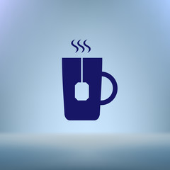 Flat paper cut style icon of hot tea cup