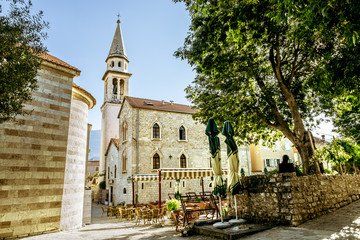 Old town of Budva in Montenegro in summertime.