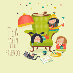 Fototapeta premium Group of Friends Having a Tea Party