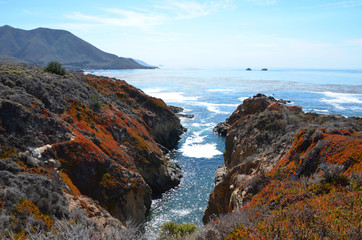 Obraz premium Cliff at Pacific Coast Highway (Big Sur) Scenic view between Monterey and Pismo Beach