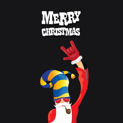 vector biker santa claus with smoking pipe.