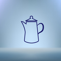Teapot kettle on isolated, vector illustration