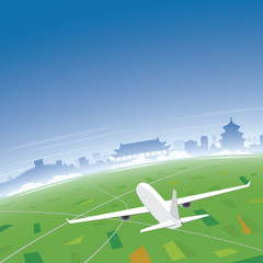 Fototapeta premium Beijing Skyline Flight Destination