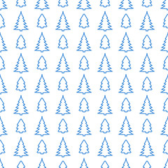 Holiday seamless pattern with christmas tree and snowflakes. Vec