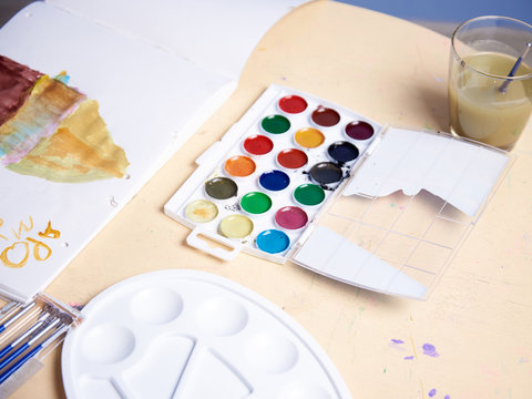 Painting tools for children's creativity.