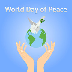Peace dove with olive branch for International  Day poster