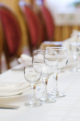 served table in a cafe close up