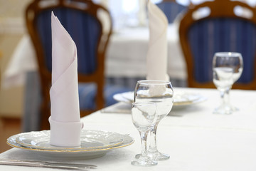 served table in a cafe close up