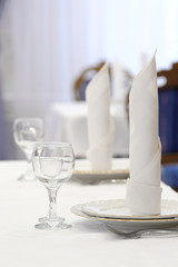 served table in a cafe close up