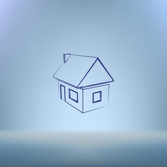 Flat paper cut style icon of house model