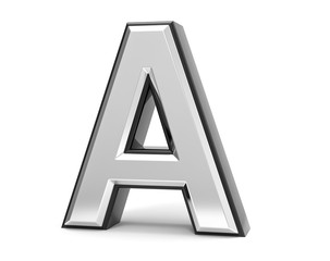 3D Isolated Metal Metallic A Letter Alphabet Logo Illustration.