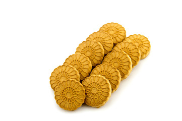 Shortbread biscuits on a white background