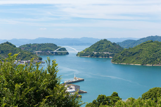 Akinada Tobishima Kaido( islands in Inland Sea of Seto are connected at a bridge.)