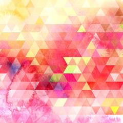Watercolor geometric background with triangles