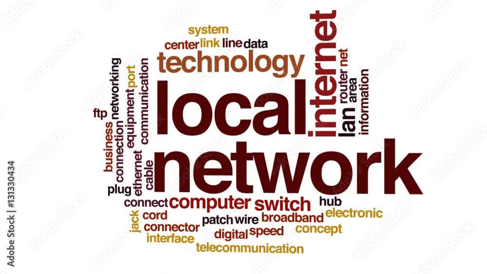 Poster local network animated word cloud.