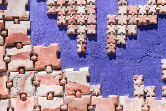 Puzzle Texture Design Over The Facade Of A House In San Gregorio De Polanco, Tacuarembo, Uruguay.