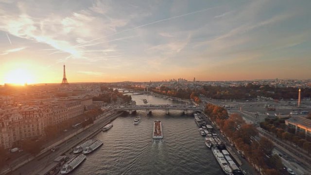 Aerial view of Paris during sunset