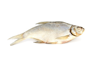 Dry fish isolated on white background. horizontal photo.