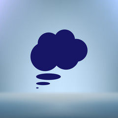 Flat paper cut style icon of thought cloud