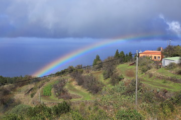 Landscape with rainbow on La Palma Island, Canary Islands, Spain