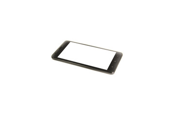 Modern smartphone with blank screen isolated on white background