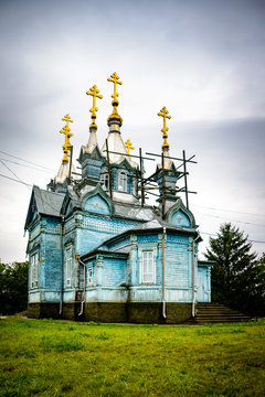 The unique old wooden church in the village Larga. Moldova. Biserica de lemn