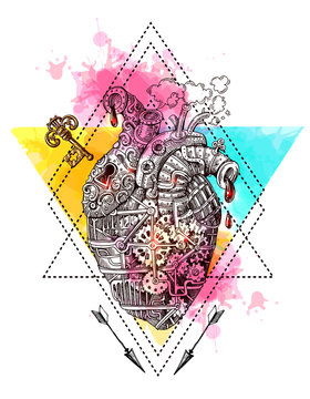 Illustration mechanical heart.