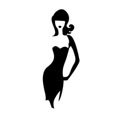 silhouette girl model sheath dress