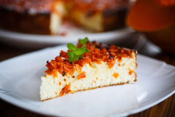 curd pudding with chunks of pumpkin inside