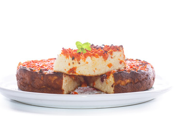 curd pudding with chunks of pumpkin inside