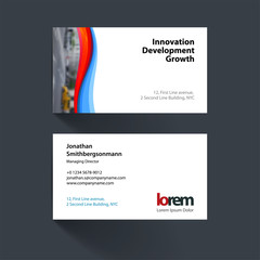 Vector business card templatewith soft waves, smooth shapes for 