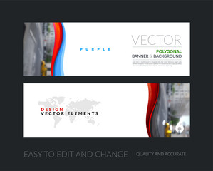 Vector set of modern horizontal website banners with soft waves,